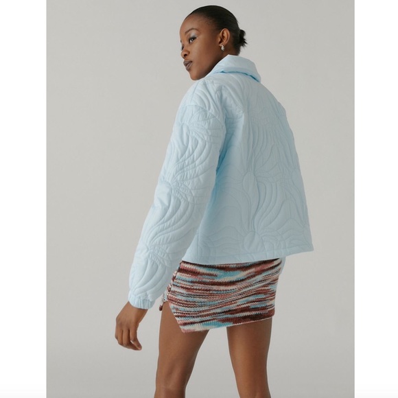 NWT Urban Outfitters UO Sasha Quilted Bomber Jacket Blue XXXL Relaxed Fit Crop - Picture 3 of 14